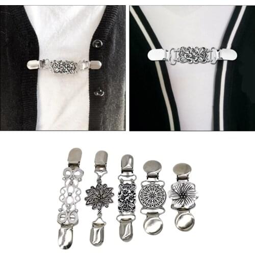 5x Women Cardigan Sweater Clip Blouse Shawl Brooch Shirt Collar Duck Clasp