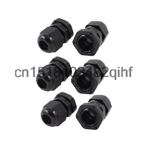 6 Pieces Black Plastic Waterproof Cable Gland Connector Locknut PG9