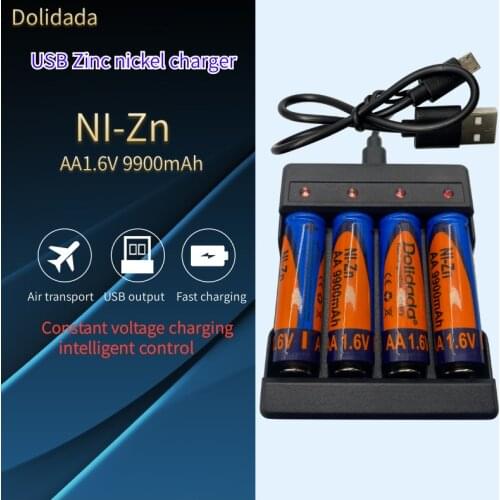New ZI-Zn AA rechargeable battery is 1.6V9900mah, the charging is more stable and the service life is longer ,with charger
