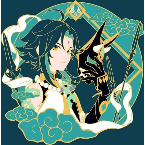 Anime Jewelry Game Genshin Impact Cosplay Accessories Project Yasha XIAO Zhongli Keqing Metal Badge Halloween Props Xmas Gifts