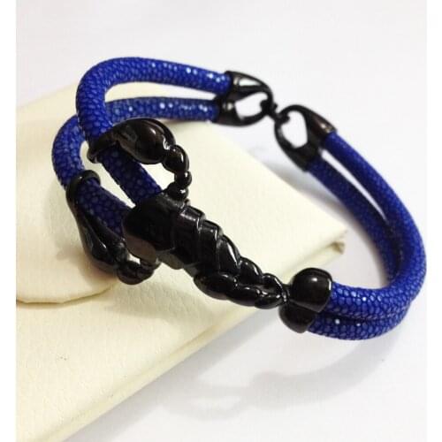 Free Shipping New Fashion Women Stainless Steel Scorpion Bracelet Stingray Leather Bracelet Men Punk Pulseras Gift