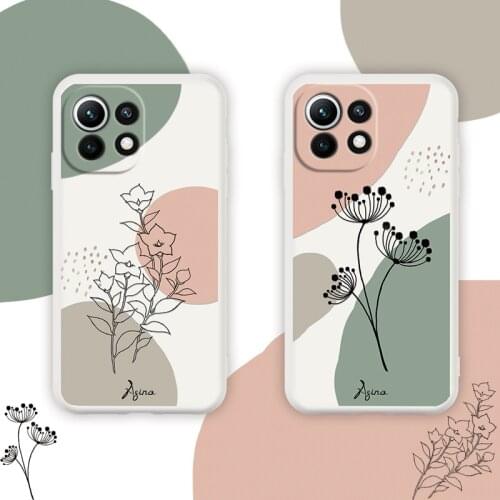 ASINA Cartoon Case For Xiaomi Mi11 10 9 8 Case Official Original Liquid Silicone Case For Xiaomi Redmi Note 9 8 7 9T Case Flower