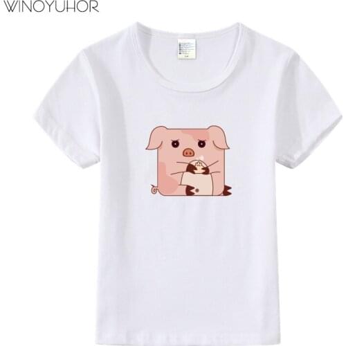 Cartoon Pig Print T-Shirt Kids Children Summer Short Sleeve T-Shirts For Boys Girls Clothes Cute Toddler Baby T Shirt Tops