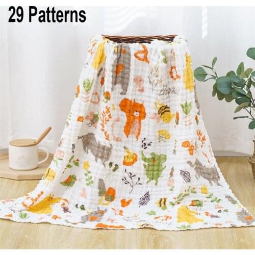 110x110cm kids muslin cotton sleeping blanket bath towel strong water absorption 6 layers baby breathable bedding muslin blanket