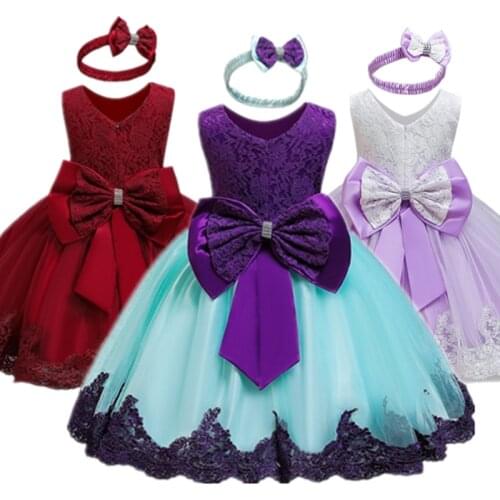 Baby Girl Dress 1 2 Year Girls Birthday Dress Infant Wedding Christmas Party Bow Dress 6M 12M 24M Toddler Girl Christening Gown