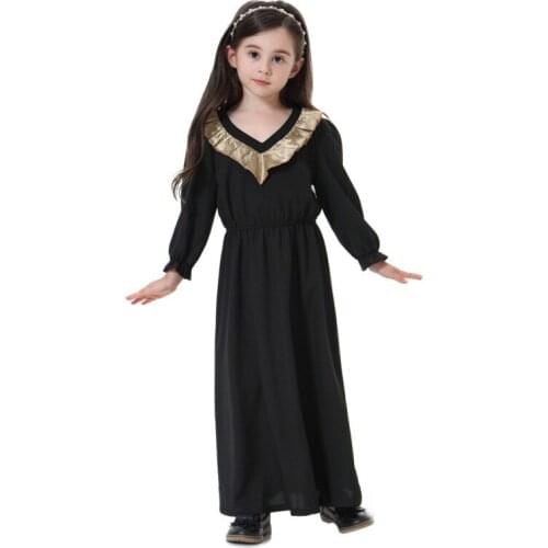 Child Girl Long Caftan Moslim Summer Maxi Dress Abaya Islamic Arabic Dress Turkey Moroccan Kaftan Abayas Jurken Muslim Skirt