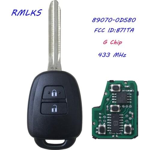 Remote Head Car Key Fob 2 Buttons 433MHz for Toyota Yaris Verso RAV4 2008-2015 with G H Chip Optional FCC ID B71TA