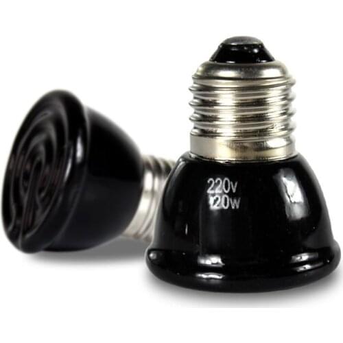 Hot Sale Black 60W 80W 100W Mini Infrared Ceramic Emitter Heat Light Lamp Bulb For Reptile Pet Brooder 220V E27