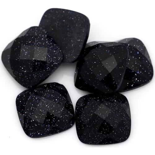 China High Quality Wholesale Price Faceted Cut Cabochon Blue Gold Sand Loose brilliat Glass Gem