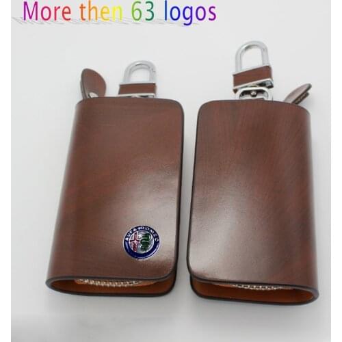 KUNBABY 10 Pcs/Lot Wood Grain Leather Car Keys Bag Keys Chains Case Holder Cowhide Leather Key Wallet Bag Free Shipping