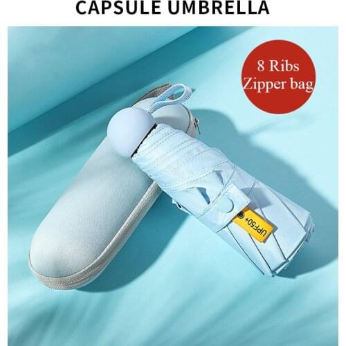 Capsule Umbrellas Mini Pocket Umbrella Girl Anti UV Umbrellas Black Coating Sunshade Small Sun Umbrella Phone Size Droshipping