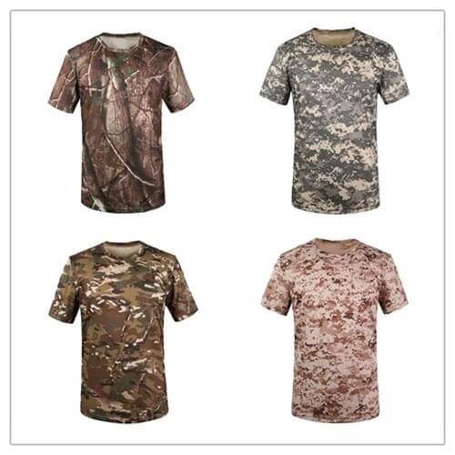 Men Outdoor Quick-drying Camouflage T-shirt Men Breathable Army Tactical Combat Military Dry Sport Camo Camp Tees