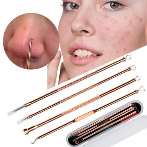 4 Pcs/set Blackhead Remover Kit And Double-Ended Acne Extractor Tool Pimple Acne Comedone Needles Blemish Treatment