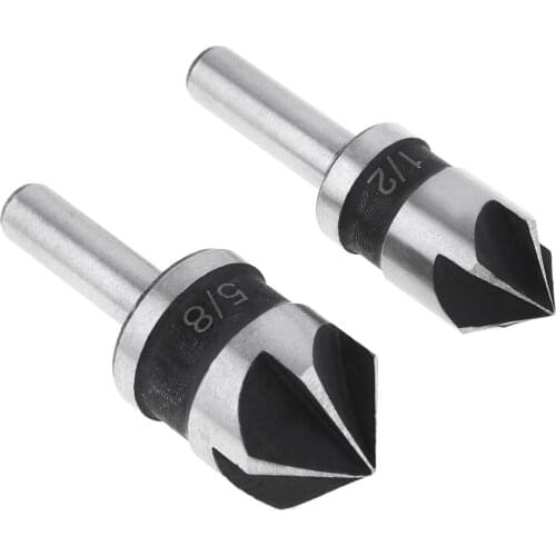 2pcs/lot Durable Carbon Steel Five Blade Countersink Set Plate Tapping Chamfering Bit Quick Change Drill Bit Tools