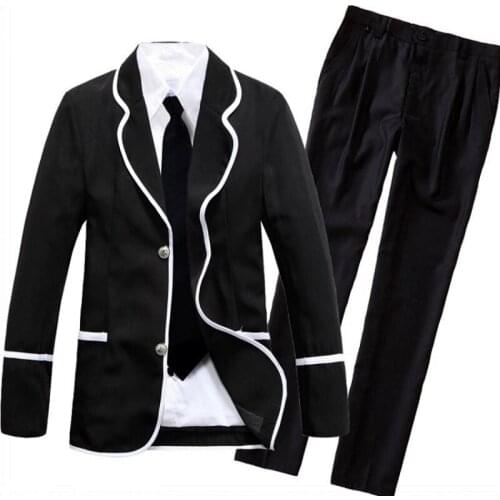 2019 new school girl costume Ecoparty Teens Girls School Uniform Cosplay Costume Black Red Plaid Skirt Tops Coat Sets S-3XL