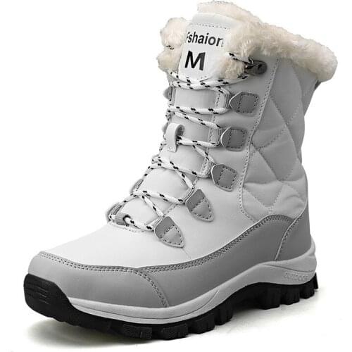 New Winter Snow Boots Womens Mid-Tube Warmth Velvet Thickening Outdoor Ski Cotton Shoes Waterproof Non-Slip Warm Simplicity
