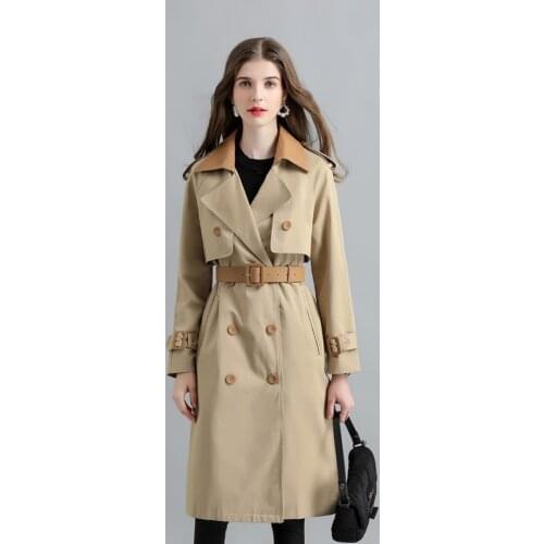 Obrix Female Casual Style Streetwear American Europe Style Trench V-Neck Full Sleeve Double Breasted Outerwear for Women