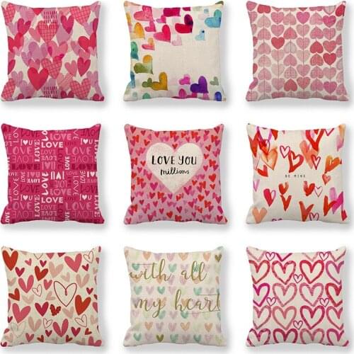 One Side Print Love Pink Cushion Cover Throw Pillow Case for Home Sofa Seat Cute Vintage Decoration 45X45cm Customs Made