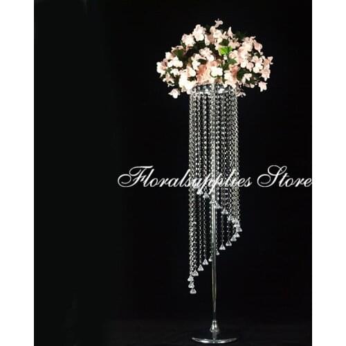 Wholesale Wedding Decorations Hanging Beads Crystal Flower Stand rustic wedding centerpiece vases display rack