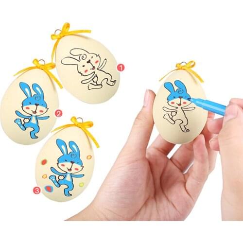 DIY Easter Egg Painted Toys Easter Decoration Plastic Handmade Color Painted Eggshell Arts And Crafts Toys For Children Gift