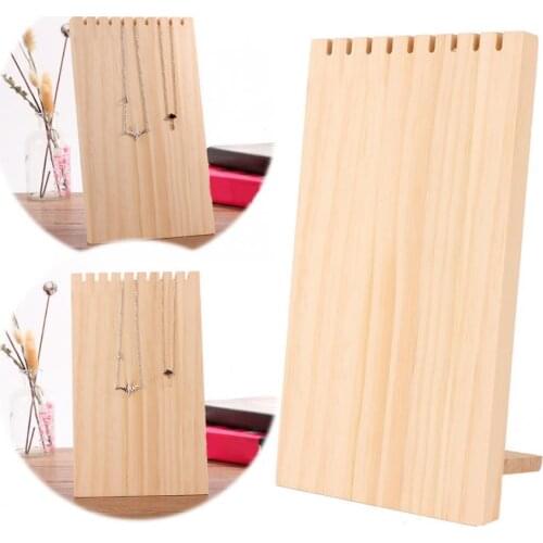 9 Slots Necklace Jewelry Display Board Stand Storage Simple Wooden Desk Decor Ornament Pendant Necklace Bracelet Oragnizer Rack