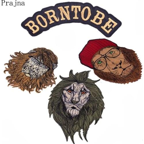 Prajna Halloween Animal Lion Patch Stickers Motorcycle Embroidered Patches Badges Sew On Parches For Clothing Biker Jeans Patch