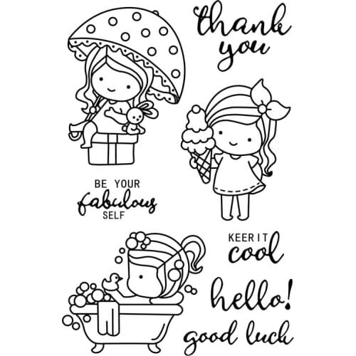 Girl and boy Transparent Clear stamps and metal cutting dies