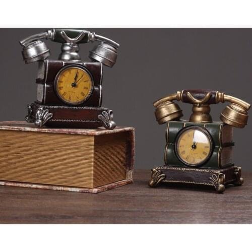 The resin european-style creative telephone clock, antique set of cafe bar cafe shop handicraft soft adornment decoration