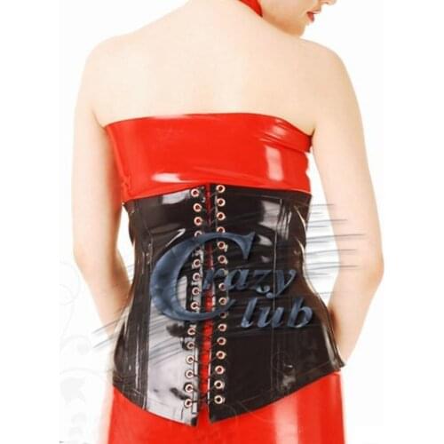 Sexy Women Latex Zentai Corsets Female Clothes Latex in black latex belt latex simple single color with knitting latex lingerie