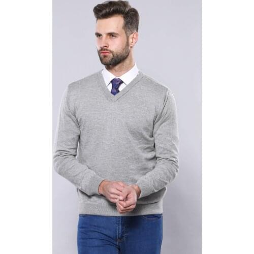 V Neck Grey Sweater Wessi