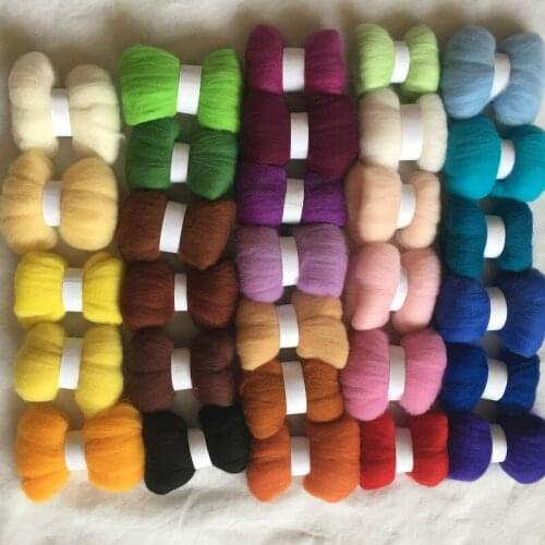 Wool for felting wool roving fiber Perfect in Wet and needle Felting doll 30colors 5g/10g/20g/50g/100g/color