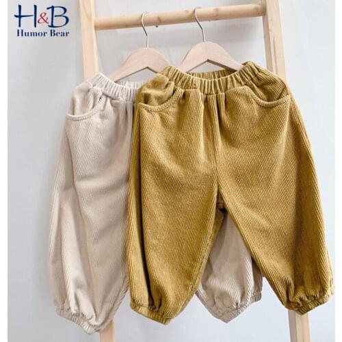 Humor Bear Children Pants Fashion Autumn Kids Boys Girls Corduroy Loose Casual Pants Toddler Kids Clothes