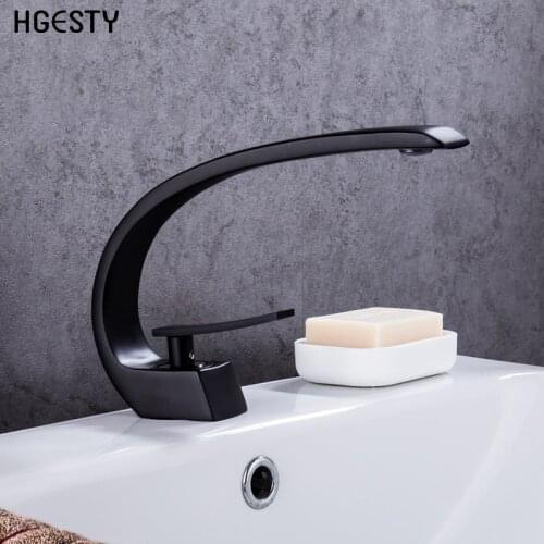 Bathroom Basin Faucet Brass Washbasin Faucet Single Handle Single Hole Elegant Crane Cold and Hot Water Mixer Tap Deck Mounted