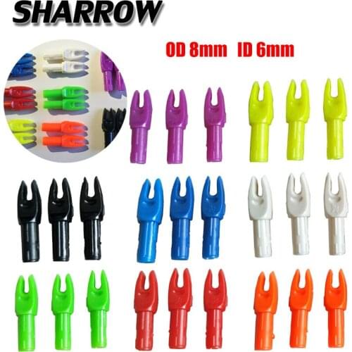 100pc Archery Arrow Nock Insert OD8mm ID6mm Arrow Tails Plastic Arrow Nock Hunting Slingshot Shooting Bow And Arrow Accessory