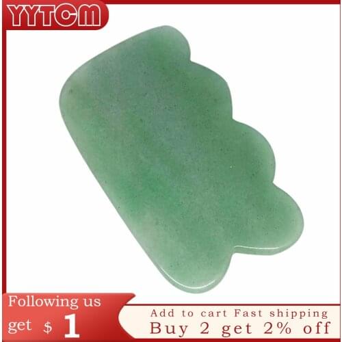 Tontin Natural Aventurine Jade Guasha Board Gree Stone Scraping GuaSha Tools V line Face Beauty Kit Healthcare