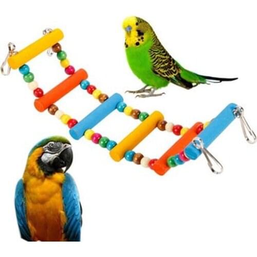High Qualty Pets Birds Supplies Colorful Hanging Balls Climbing Toy Parrots Ladders with Natural Wood Bird Training Toys