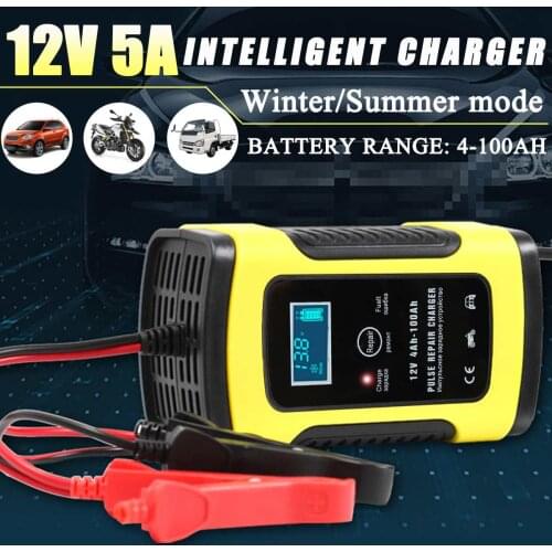 For Truck Car Motorcycle 12V 6A Automatic Intelligent Pulse Repair With LCD Lead AGM GEL WET Lead Acid Battery Charger 100-240V