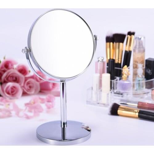 Metal large makeup mirror, double-sided desktop table, vertical dressing table, makeup mirror, round desktop rotating mirror