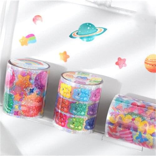 1pc PET Tape Cute Basic Diary DIY Release Material Decor Tape Student Stationery Laser Waterproof Tape Colorful Fructose Series