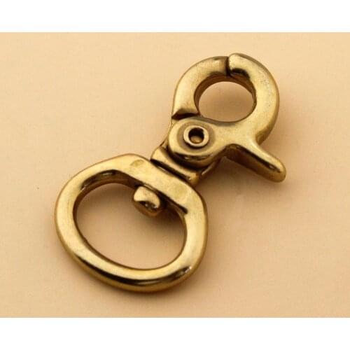 1pcs Brass bag snap hook swivel eye fob clip lobster claw trigger clasp for Leather Craft bag strap belt webbing keychain
