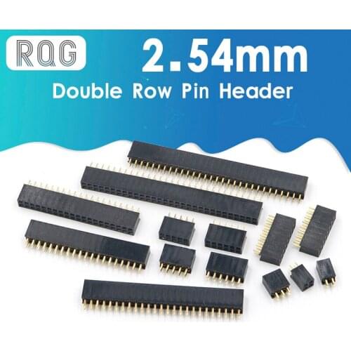 10Pcs 2.54mm 2x2/3/4/5/6/8/10/12/16/40 Pin Stright Female Double Row Pin Header Strip PCB Connector