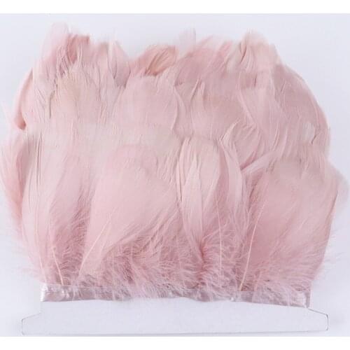 10 Yard/Lot Leather Pink Goose feather ribbon Fringe 3-4 inches Geese Decorative Feather Trims for crafts Dress Sewing Accessory