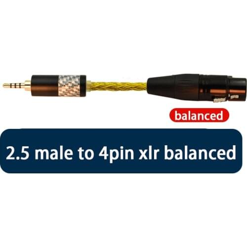16Core 2.5 balanced cable Carbon Fiber Conversion male Plug to 2.5mm 3.5mm 4.4mm 4pin xlr Female Gold-plated for audio headse