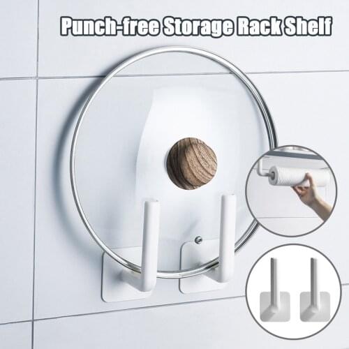 2PCS Punch-free Self-Adhesive Wall-Mounted Storage Rack Shelf Holders For Kitchen Bathroom Home Storage Organizer Hangers #710
