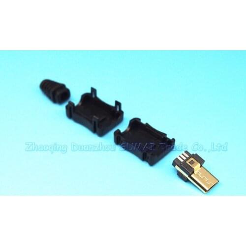 20sets 4 in 1 Plastic shell with gold-plated male plug Micro 5P USB Male Plug Wire Solder Type