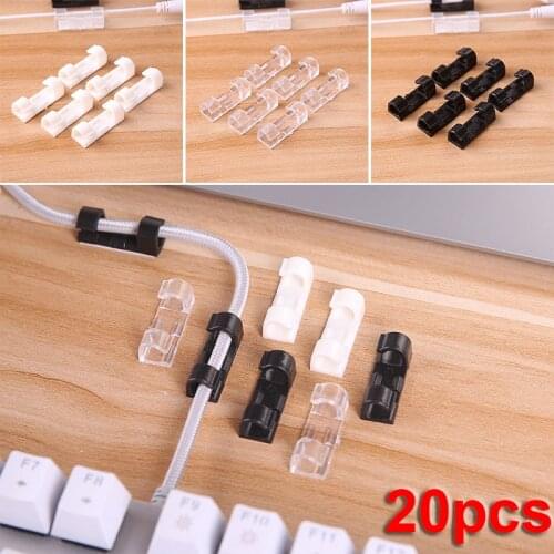 20Pcs Wire Cable Management Organizer Desktop Workstation Cord Clips Management Holder Data Telephone Line Cable Winder Sleeve