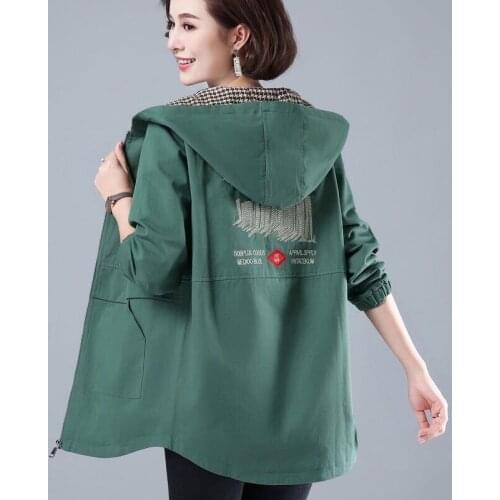 2021 New Spring Autumn Women Jacket Long Sleeve Hooded Female Windbreaker Loose Basic Coat Casual Outwear Plus Size 4XL