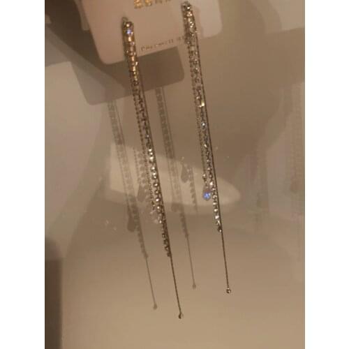 2021 New Classic Retro Gold Long Tassel Crystal Pendant Earrings Korean Womens Geometric Earrings Fashion Elegant Jewelry