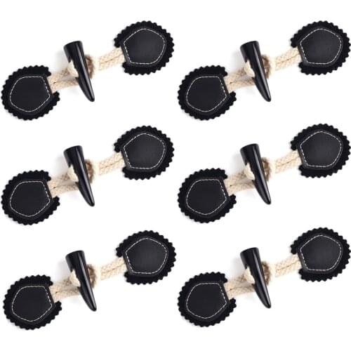 6 Pairs PU Leather Resin Clothes Buttons Vintage Wood Duffle Horn Toggle Coat Button for Jacket/Windbreaker/Sew Accessories