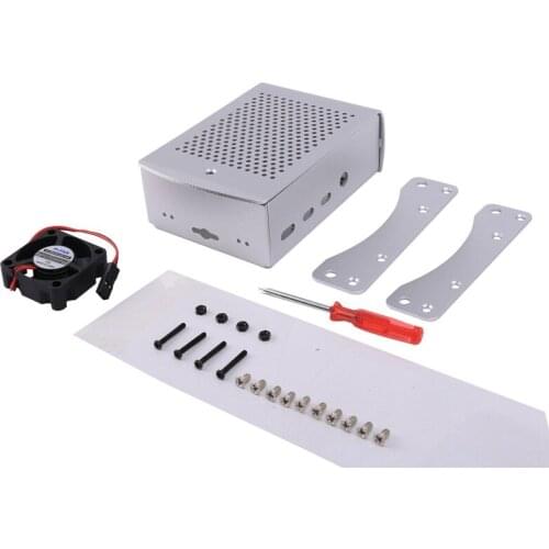 Aluminum Raspberry Pi 4 Case with Fan Hanging Bracket Compatible & Heatsink for Raspberry Pi 4 Model B